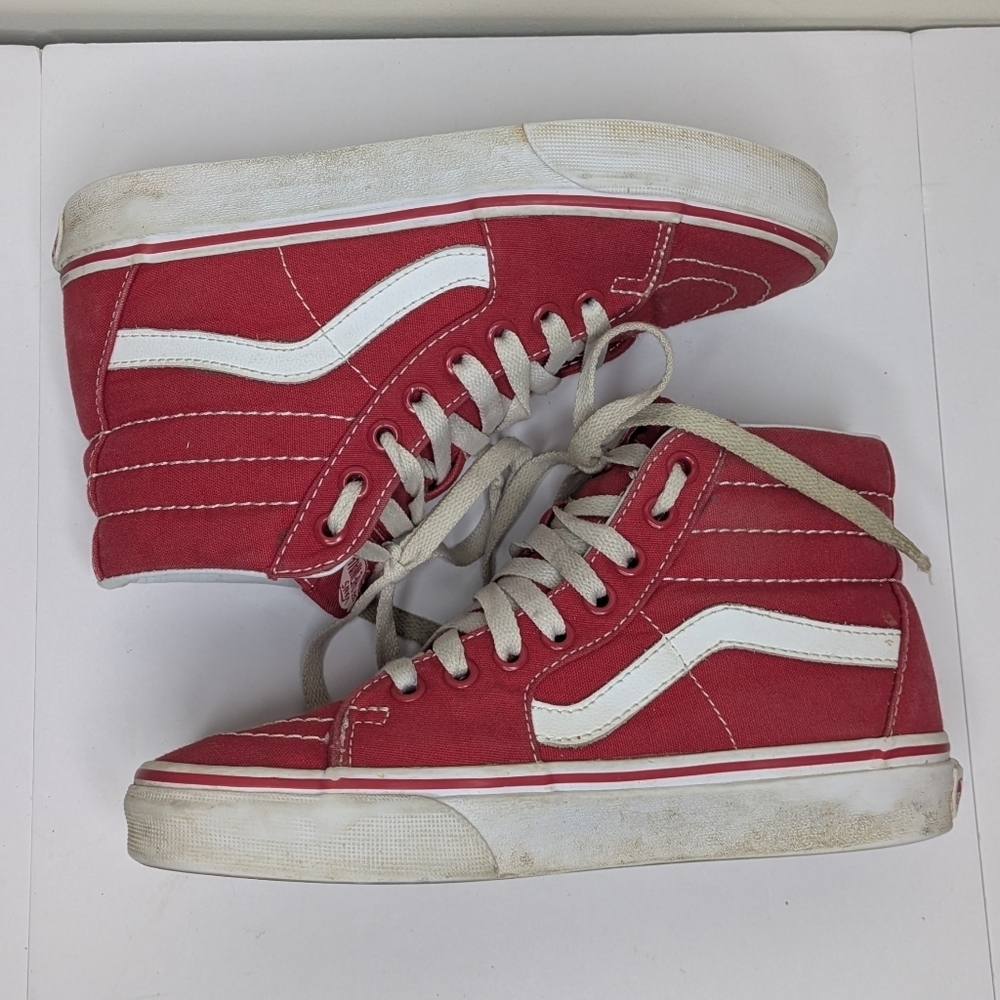 Vans Red Hightop Sneakers 6 Women - Picture 2 of 6